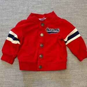 ⭕️Carter's Red Button-Up Jacket with Blue and White Stripes